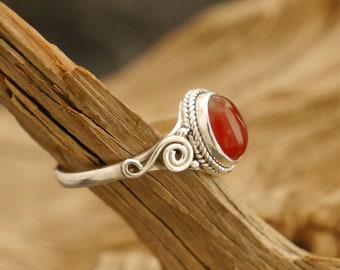 fine ring with carnelian, 925 silver