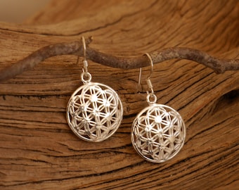 small flower of life earrings, 925 silver
