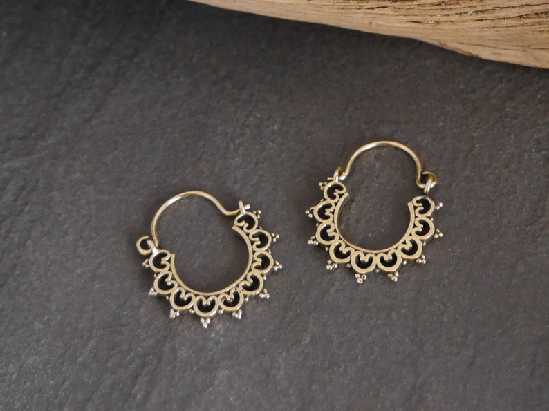 small brass hoop earrings, brass earrings image 5