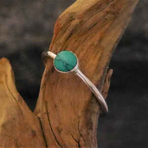 narrow ring with turquoise, 925 silver