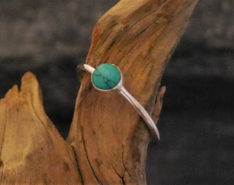 narrow ring with turquoise, 925 silver