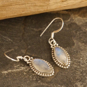 small moonstone earrings, 925 silver