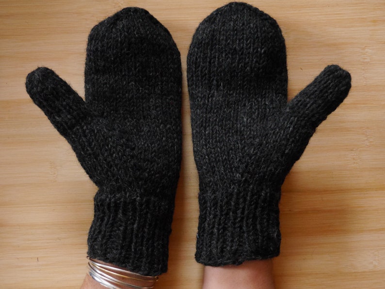 Fäustlinge, Handschuhe aus Schurwolle antrazit