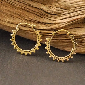 Brass earrings, small hoop earrings