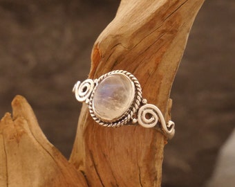 filigree ring with moonstone, 925 silver