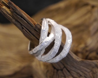 Silver ring, 925 sterling silver, diamond polished, matte