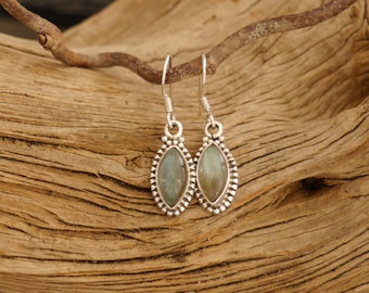 petites boucles d'oreilles labradorite, argent 925