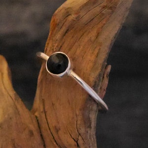 narrow ring with onyx, 925 silver