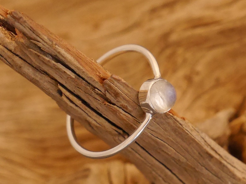 narrow ring with moonstone, 925 silver image 1