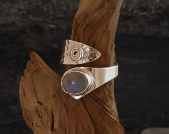 Bague en argent avec pierre de lune, argent 925