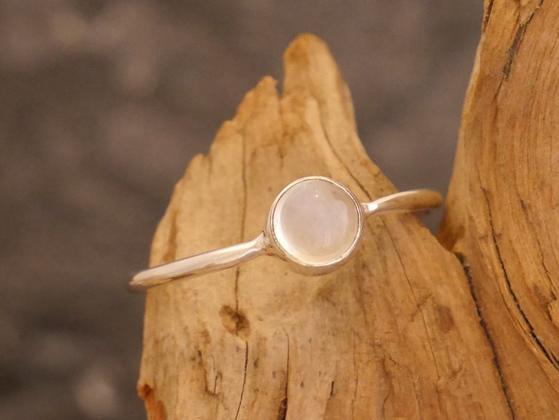 narrow ring with moonstone, 925 silver image 4