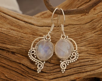 Earrings moonstone, 925 silver