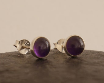 Amethyst stud earrings, 925 sterling silver