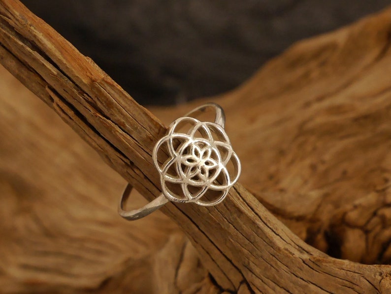 filigree silver ring seed of life, 925 silver image 3