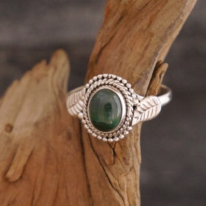 filigree ring with malachite, 925 silver