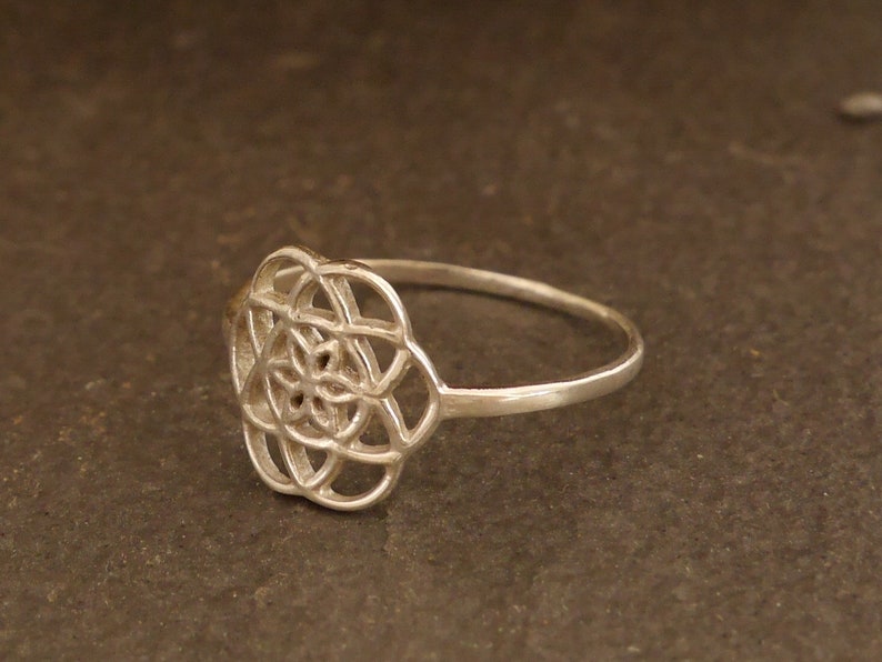 filigree silver ring seed of life, 925 silver image 2