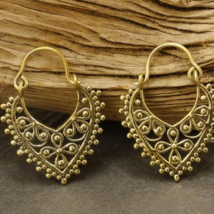 Brass earrings, brass creoles