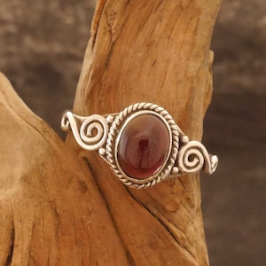 Silver ring with garnet, 925 silver