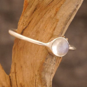 narrow ring with moonstone, 925 silver image 3