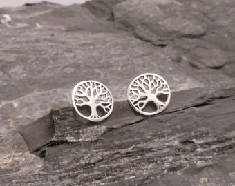 Clous d'oreilles argent, clous d'oreilles arbre de vie