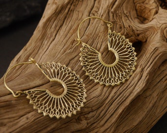 Brass earrings, brass hoop earrings