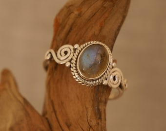 bague filigrane avec labradorite, argent 925