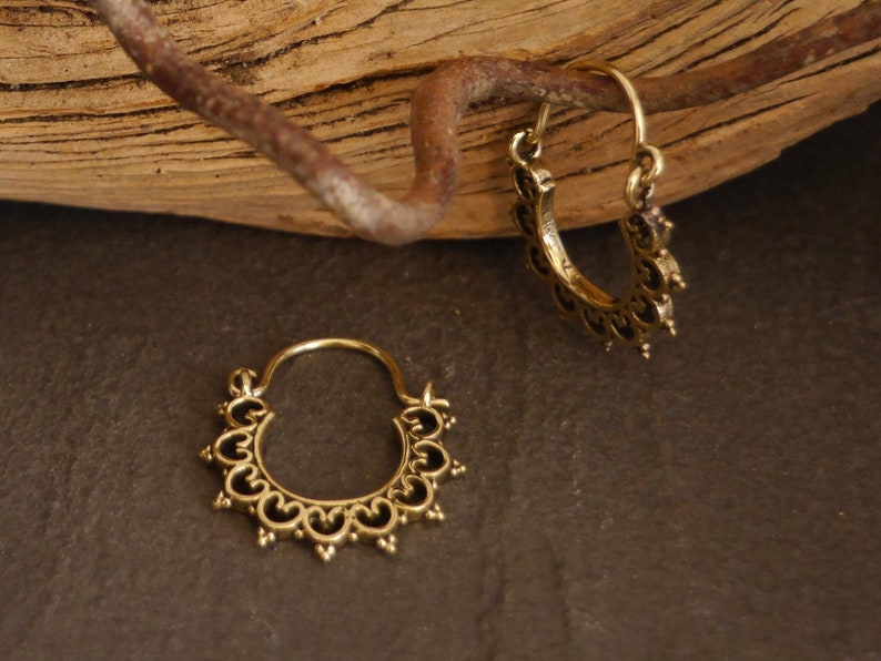 small brass hoop earrings, brass earrings image 4