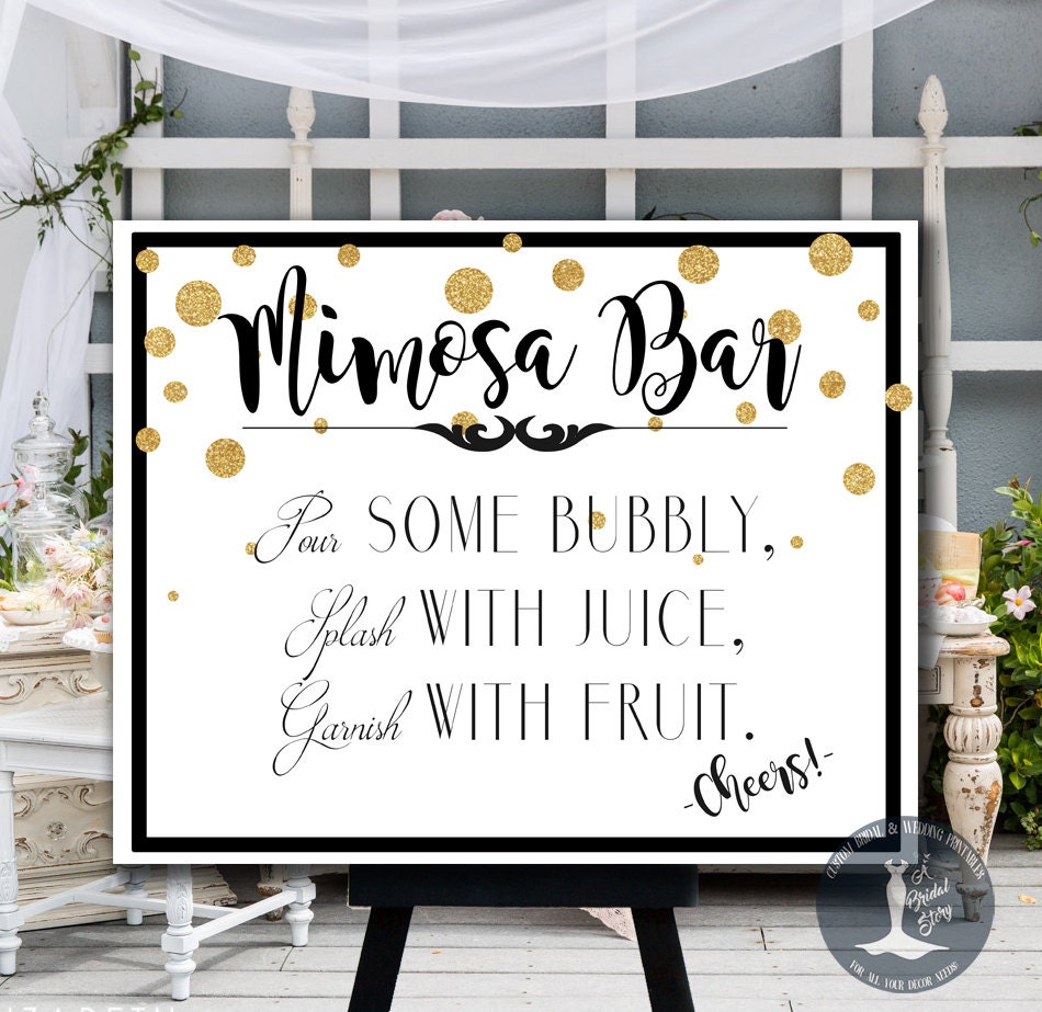 Mimosa Bar Gold Printable Sign Printable Instant Download | Etsy