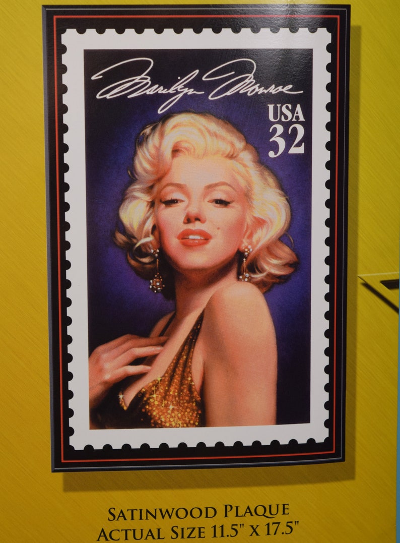 Marilyn Monroe Official USPS 32 Cent Postal Stamp Satinwood Plaque Wall