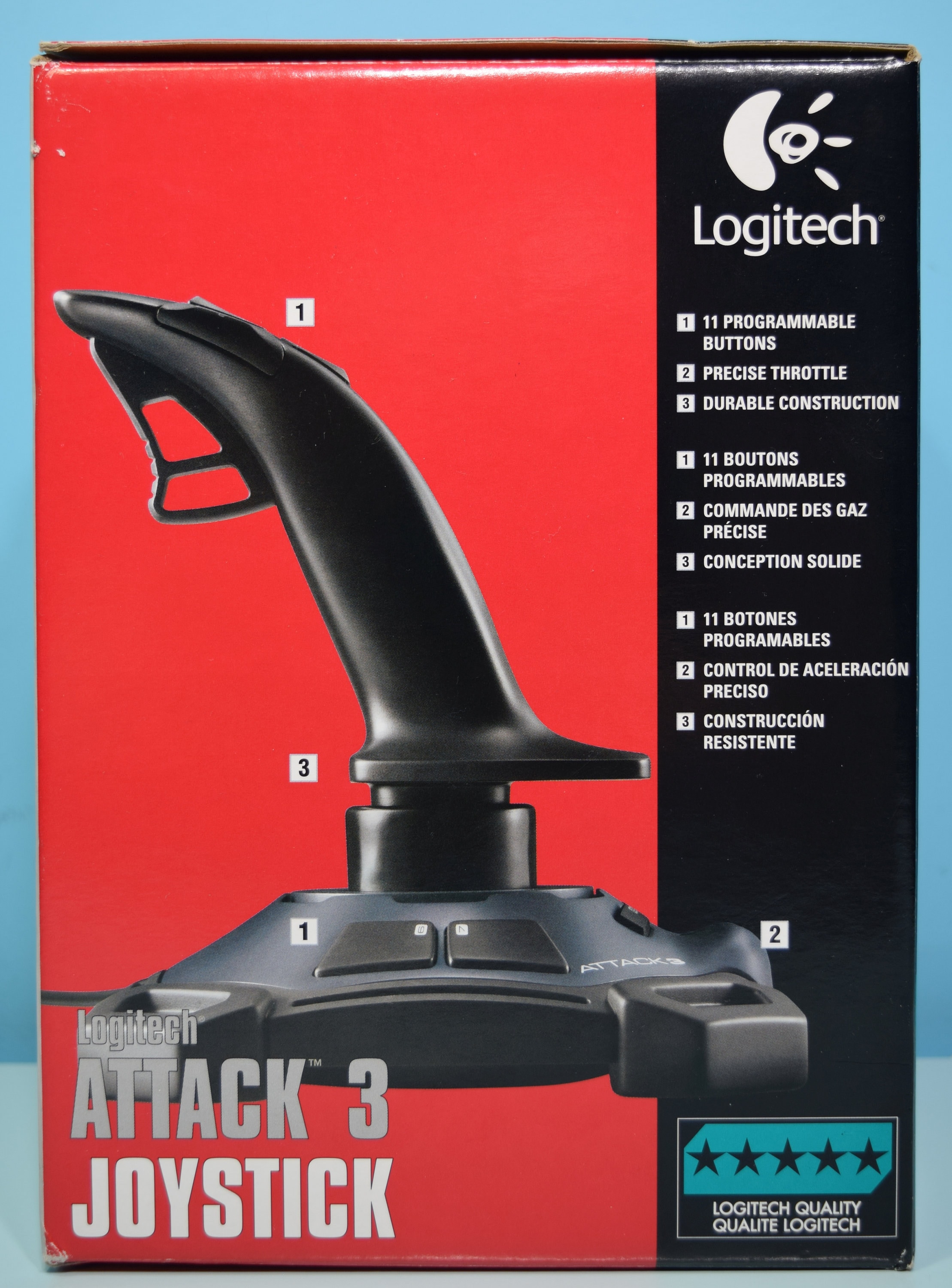 Logitech Attack 3 Gaming Joystick PC USB ATK3 Flight Stick 11 Buttons w/ Box