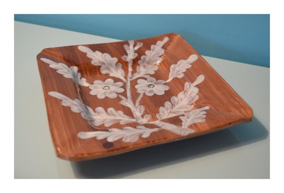 Vintage Ceramic Ashtray with Woodgrain Paint