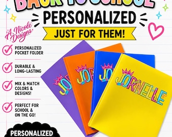 Plastic Pocket Folder w/ Name | 3-Prong Folder | Back to School