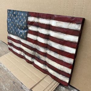 Wood Wavy USA Flag- Large