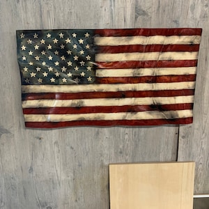 Wood Wavy USA Flag Large image 1