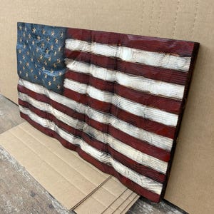 Wood Wavy USA Flag