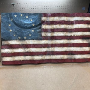 Wood Wavy Betsy Ross Flag- Large