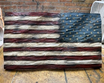 Textured Wood Wavy (Backwards) Flag - Medium