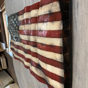 Wood Wavy USA Flag Large image 2