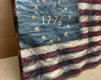 Wood Wavy Textured 1776 Flag - Medium