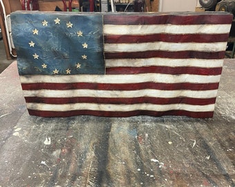 Wood Betsy Ross Flag - Medium