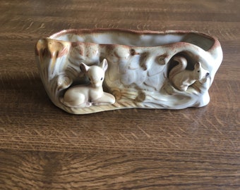 Vintage Art Deco Fauna Posy Log Vase