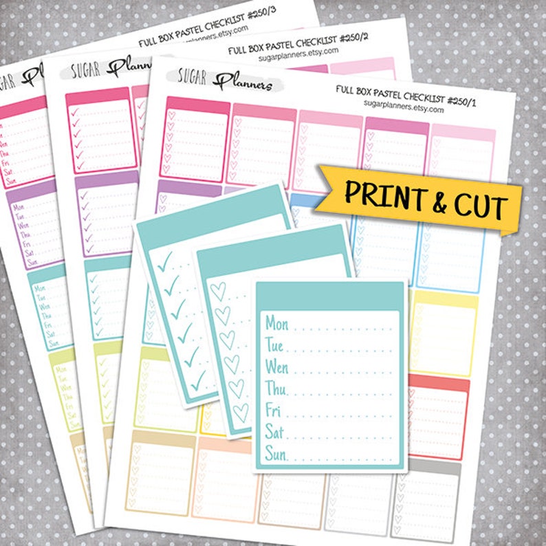 full box pastel checklist stickers printable planner etsy