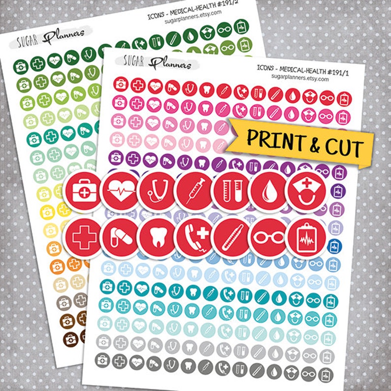 Medical Health Printable Planner Stickers Icon Stickers | Etsy