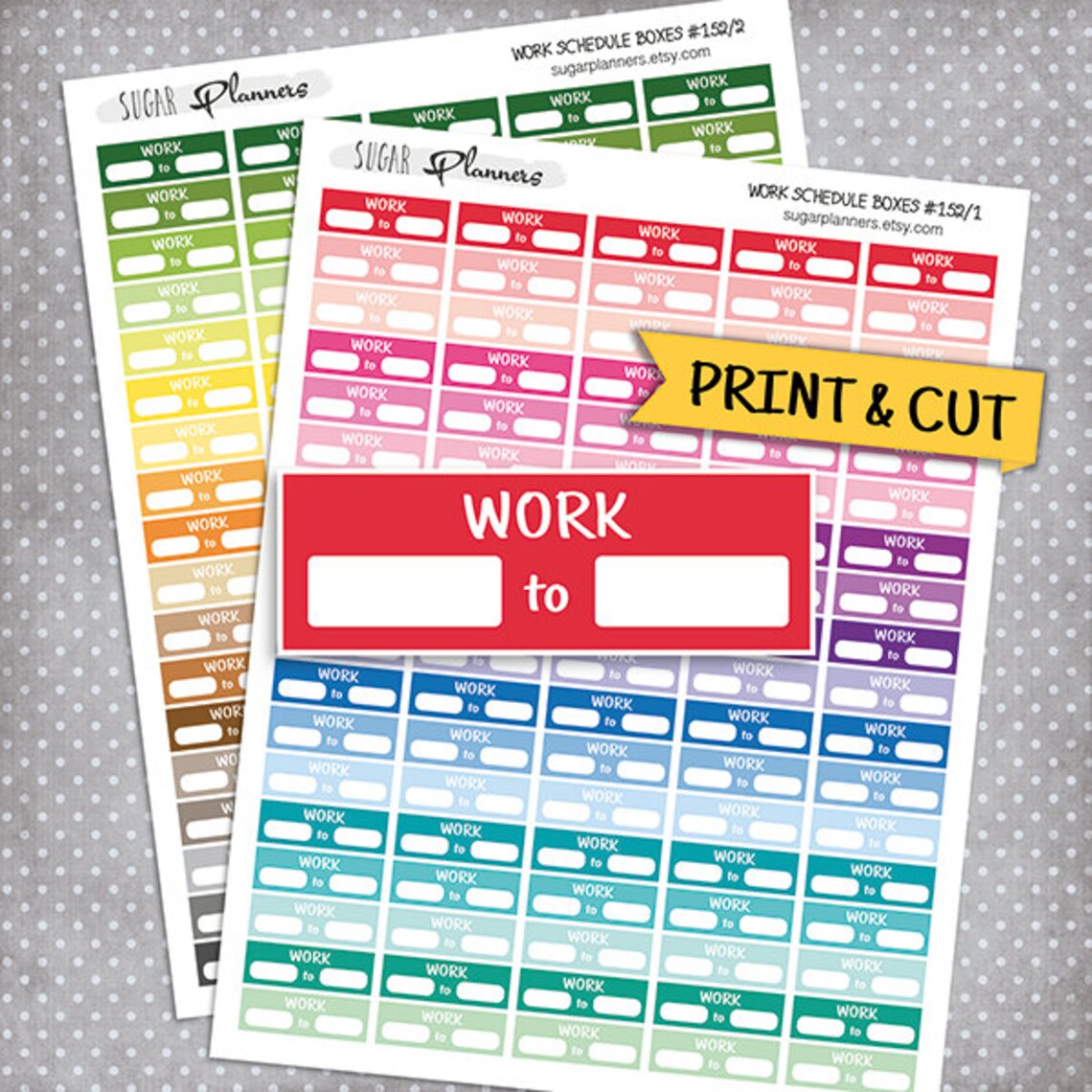 Work Schedule Boxes Work Stickers Printable Planner | Etsy