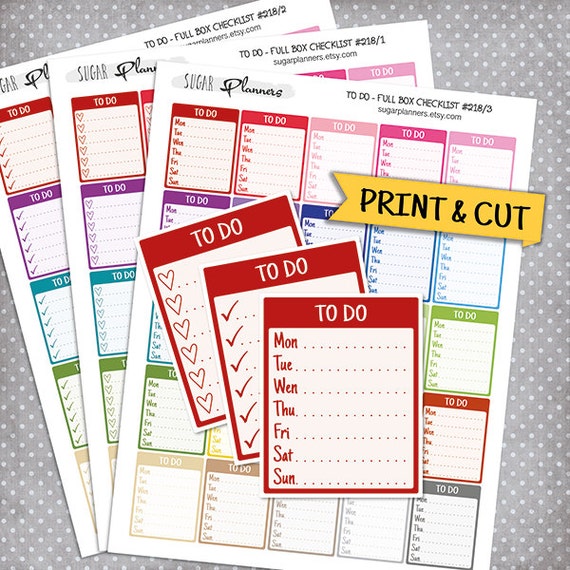 To Do Full Box Checklist Stickers Printable Planner Stickers | Etsy