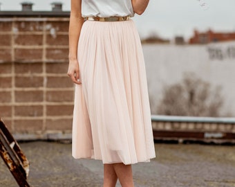 Constant Love® Midi Length Peach Blush Tulle Jupe - Mariage mariée jupe mariée - Bureau d’Enregistrement