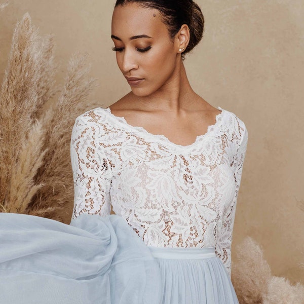 Constant Love® Lace Top Rome Lange Mouw - Stretch Lace - Bridal Top Wedding