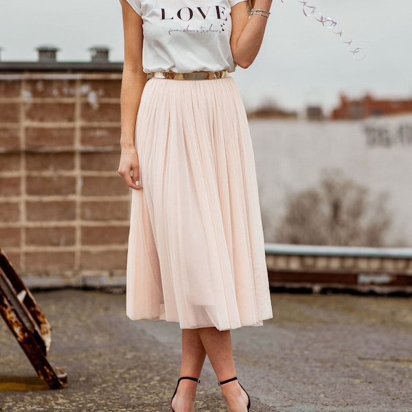 Constant Love® Midi Länge Peach Blush Tüllrock - Brautrock Braut Hochzeit - Standesamt