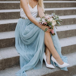 Constant Love® Dusty-Mint Long Tulle Skirt - Wedding Skirt Bridesmaid