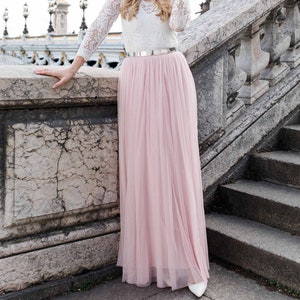 Constant Love Soft-Rose Floor-Length Tulle Jupe - Jupe de mariage mariée ou demoiselle d'honneur